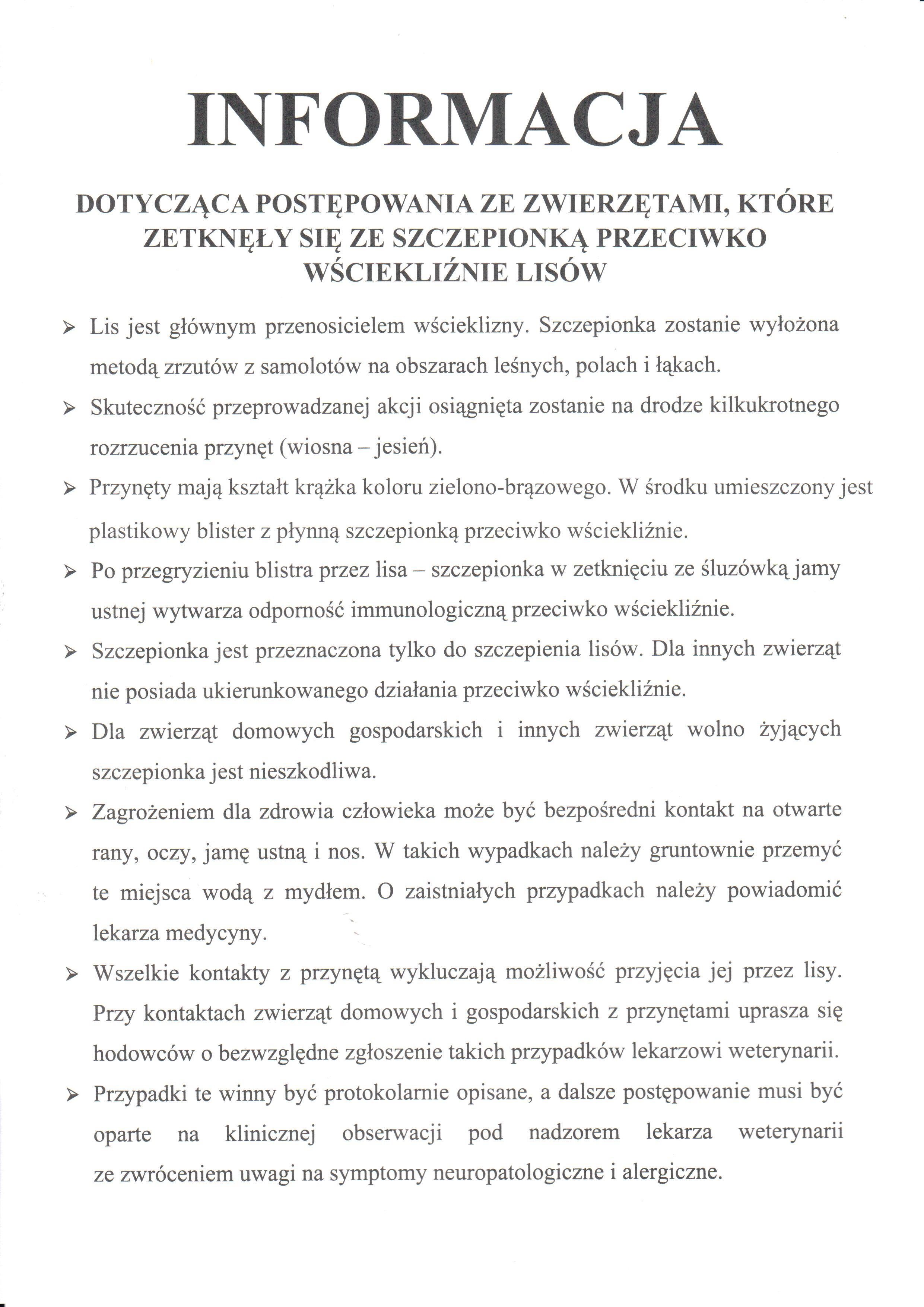 lisy informacje
