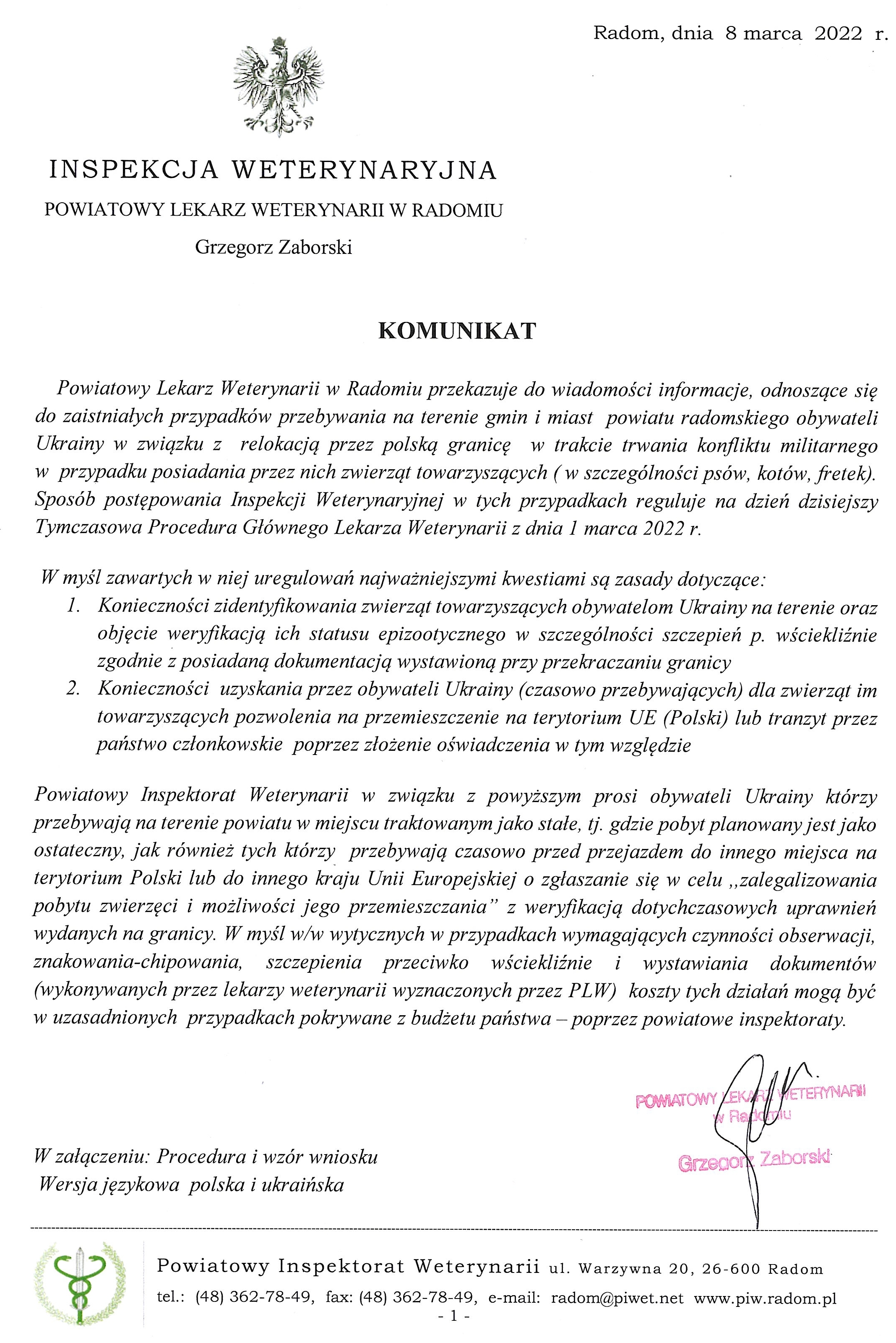 Komunikat Psy z Ukrainy
